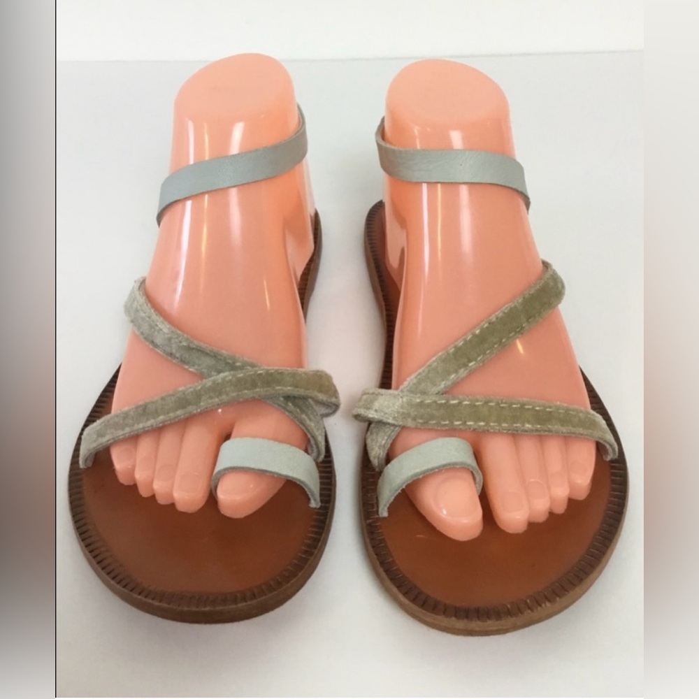 Free People Strappy Flat Velvet Sandals 38
